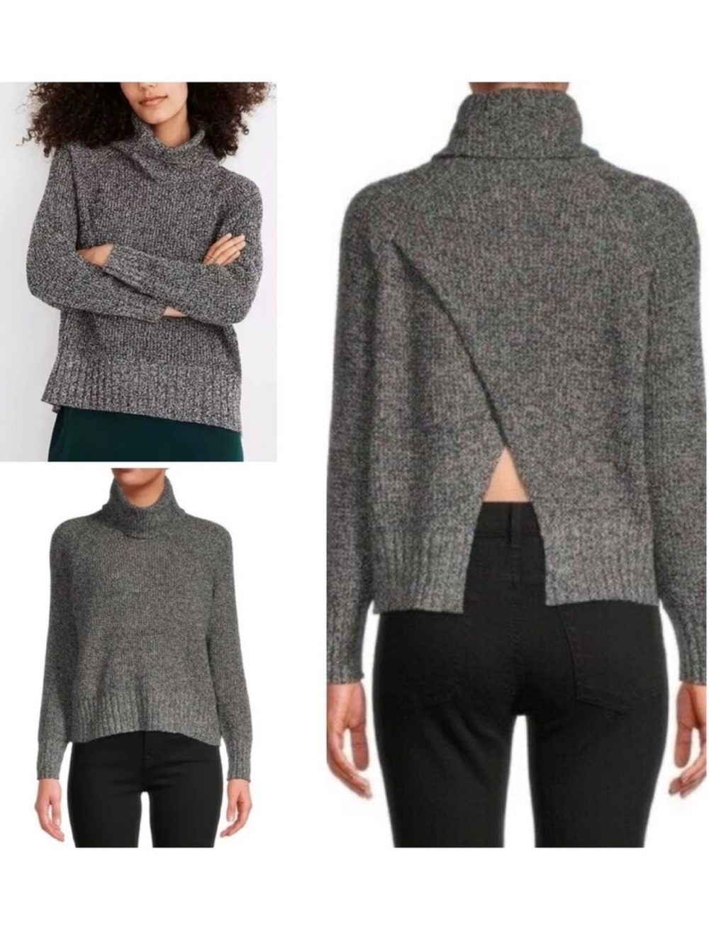 Madewell Eastbrook Wool Blend Turtleneck Criss Cross Open Back Sweater Cotton